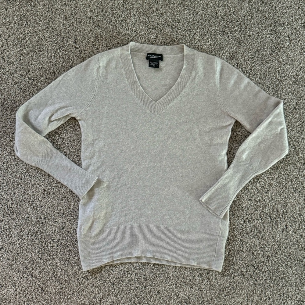 Lord & Taylor Women's Cream V-Neck Sweater